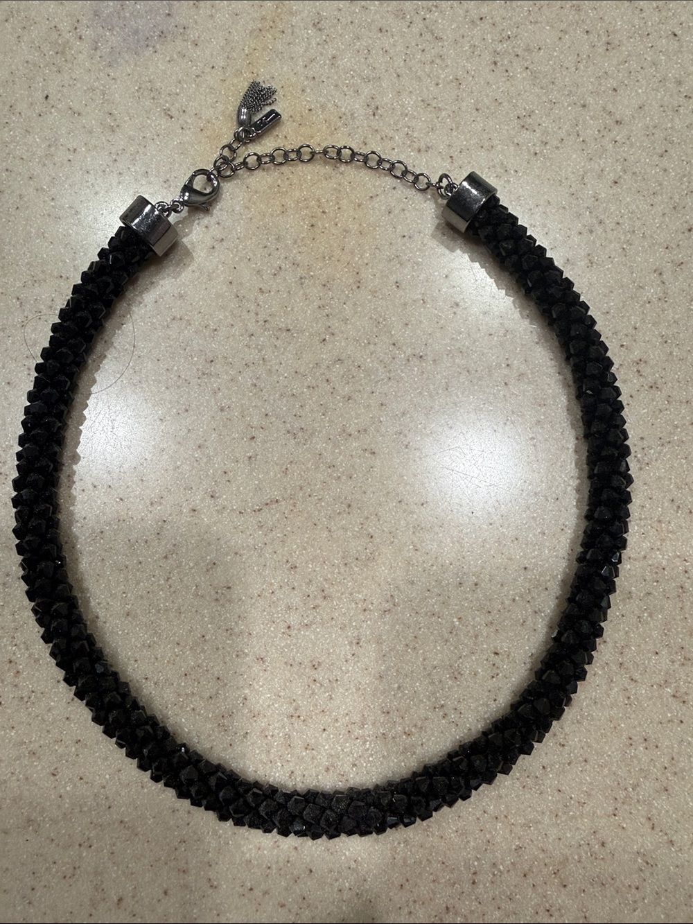 Black Crystal Beaded Choker Necklace